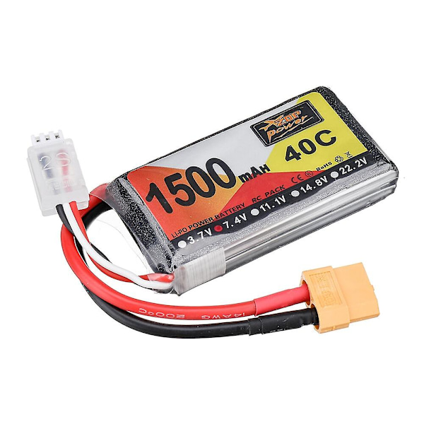 ZOP Power 7.4V 1500mAh 40C 2S LiPo Batteri XT60 Plugg for RC Drone