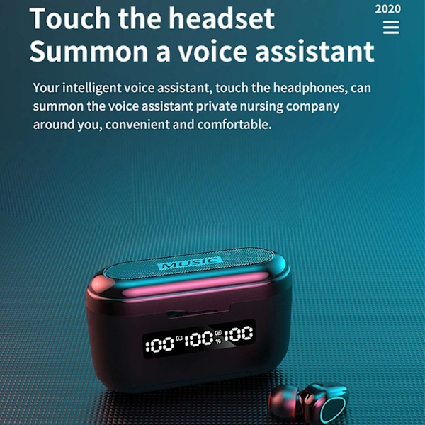 Bluetooth-headset Intelligent 5.1 Stereo Surround Sound Mini Headset med Digital Display Laddningsfack