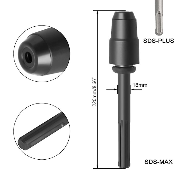 1 SDS Max til SDS Plus Chuck Borreadapter Konverter Schaft Rask Verktøy for Hilti