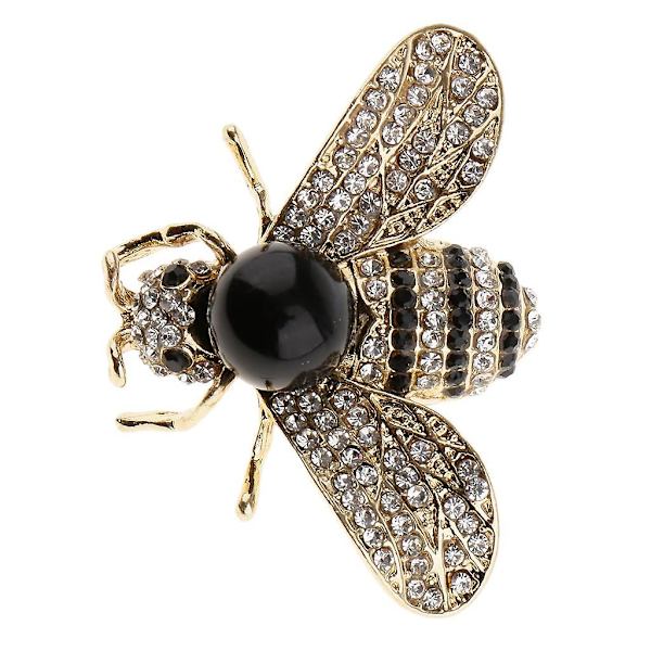 4x helmi-timantti-kivillä koristeltu mehiläisen rintaneula, hyönteinen, lapel-neula, boutonniere, musta