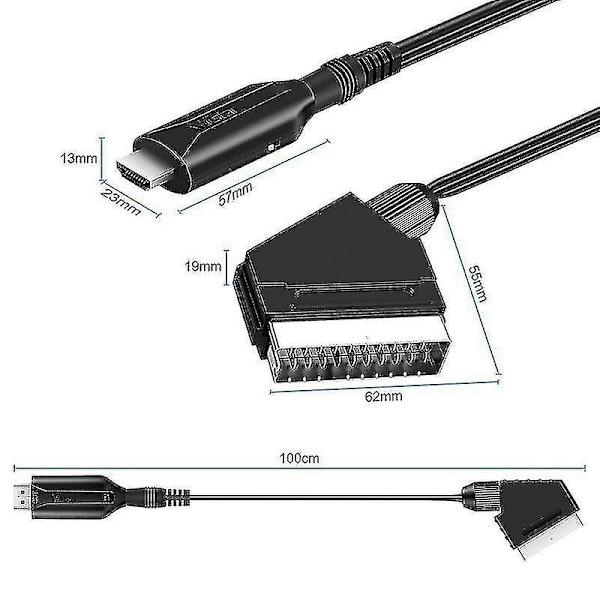 Hdmi til Scart-kabel Hdmi til Scart-adapter Hdmi til Scart-konverter Videoadapter