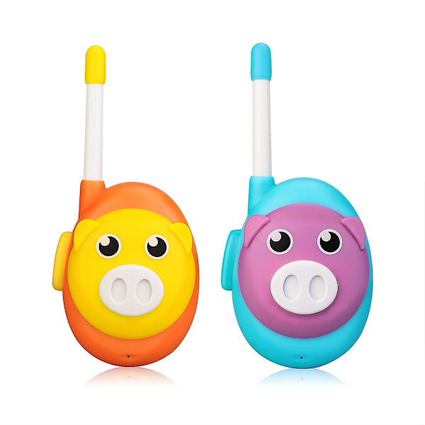 Barne-walkie talkie, tegneserie-stil lett å bruke leker for små gutter og jenter, gave til 3-12 år gammel innendørs utendørs fest (1 par)