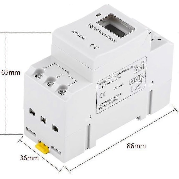 Digital Timer, LCD-skjerm Ukentlig Programmerbar Elektronisk Relé Tidbryter 15A (220V)