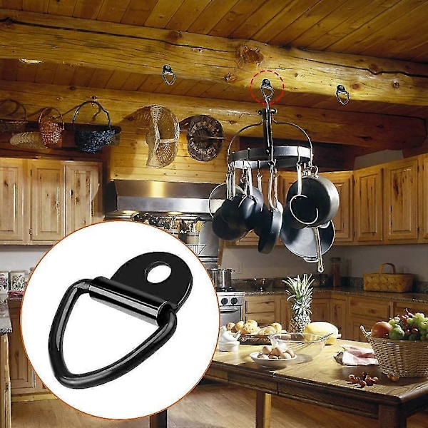 4 stk. Surrings, D-Montering Surrings Henger, Heavy Duty Rustfritt Stål Surringskrok, For Lastebiler Henger Lastebil Tau Oppbevaring Svart