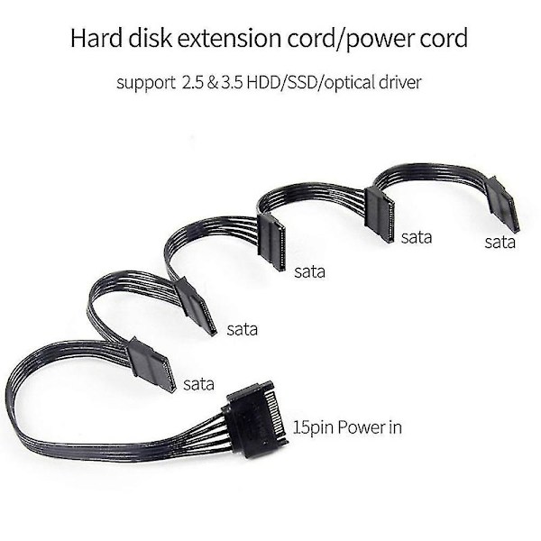 4-pins IDE 1 til 5 SATA 15-pins Harddisk Strømforsynings Splitterkabel for DIY PC Server 18AWG 4-pins til 1