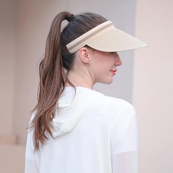 Dame bredskygget stråstrand solhat/golfhat (sommerhat)
