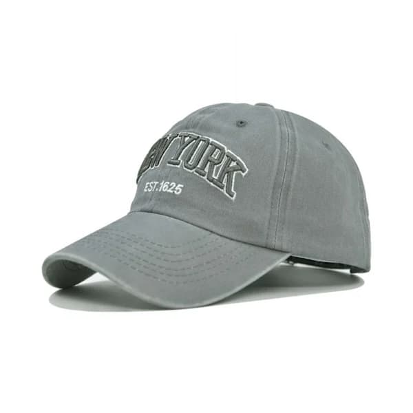New York Broderi Baseballkepsar Distressed Faded Keps GRÅ grå grey