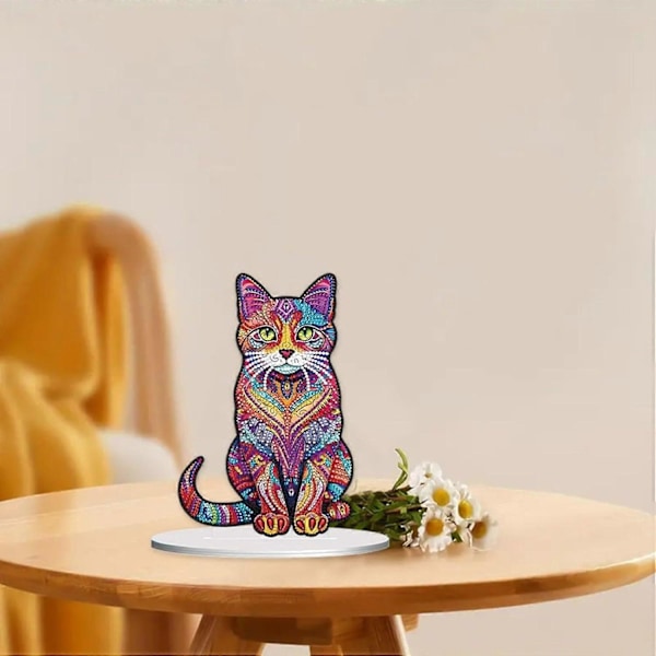 DIY Diamantborddekoration Specialformad Kristalldiamantkonstmålning Borddekorationer Ensidig - Katt