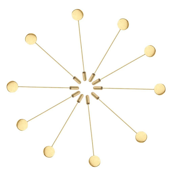 3x10 Stycken Tomma Baser 1.2cm Revärsstift Nål Hatt Sjal Brosch DIY Hantverk Guld