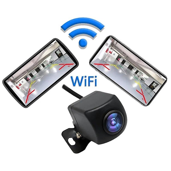 Bakkamera för bil, vattentät WiFi 170 grader, backkamera med dashcam, HD nattseende, mini för iPhone Android 12V bilar