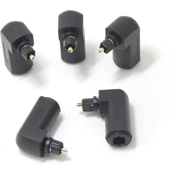 Toslink Digital Optisk Ljudkabeladapter Hane till Hona Vinkelrätt 90 Grader (5-pack)