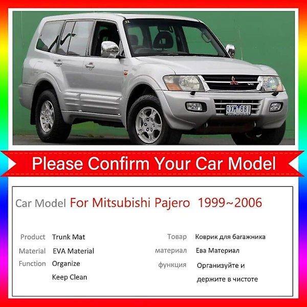 Mitsubishi Pajero Shogun Montero V60 1999~2006 2001 Autojen Varusteet Auton Tavaratilan Matot Lattia Takaluukun Lokero Vedenpitävä Matto