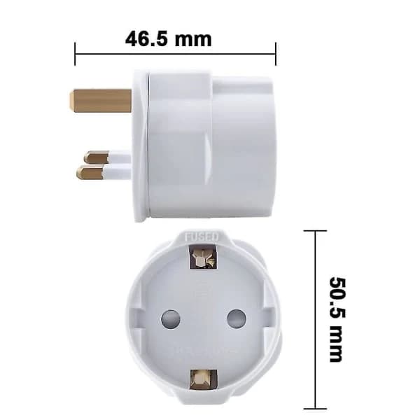 2x Reiseadapter Adapterplugg for England - Reiseplugg Strøm EU til UK Stikkontakt - Reiseplugg Hvit