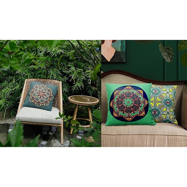 Wekity - Sæt af 2 Dekorative Pudebetræk med Broderi Mønster, Sofa Betræk, National Stil, Landhus Tapet Stil til Sofa, Seng, Liv