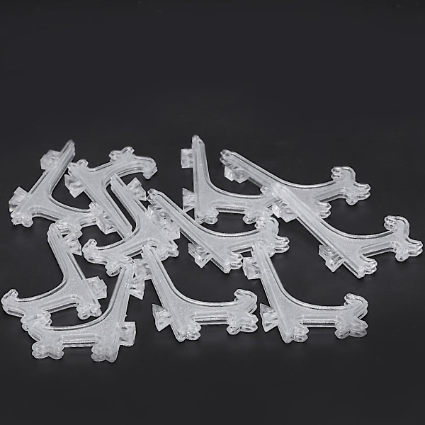 12 stk. 3 tommer Plastik Staffeli eller Tallerkenholdere Display Middagstallerken (gennemsigtig)