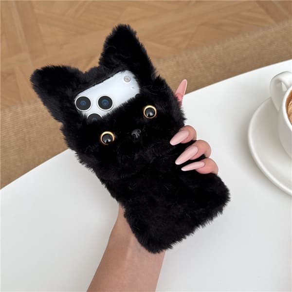 iPhone Cover & Tilbehør: Sort Plys Katte Telefoncover til iPhone 6/6s