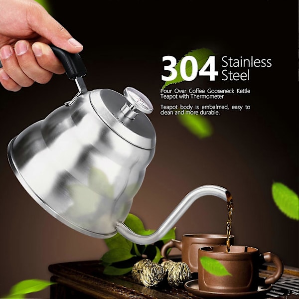 1L med Termometer - 304 Rustfrit Stål