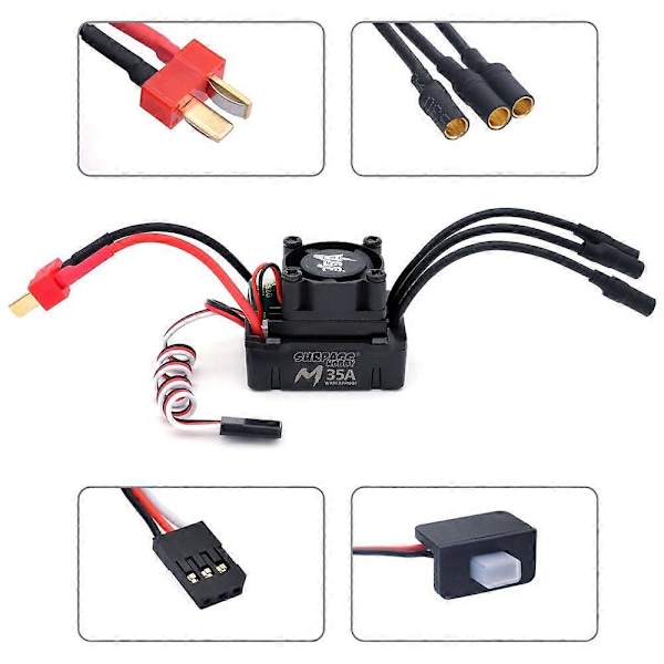 SURPASS-HOBBY M2430/M2435/M2440 Helt Sort Vandtæt Børsteløs Motor M35A Vandtæt ESC Motor og E