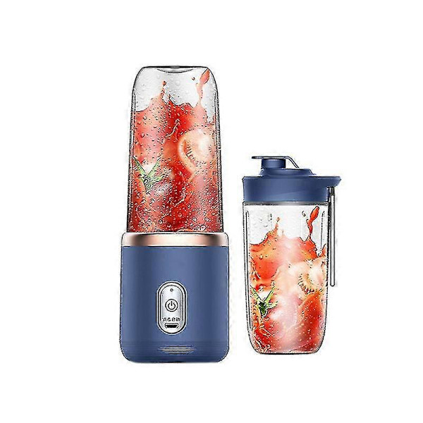 6-Bladig Saftcentrifug & Mixer med Saftkopp & Lock, Bärbar USB Laddningsbar Liten Fruktjuiceblandare