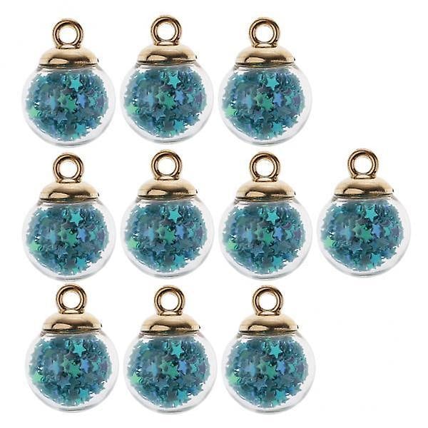 4x10 Stykker 16mm Mini Stjerne Glasskule Smykkevedheng DIY Håndverk Lyseblå