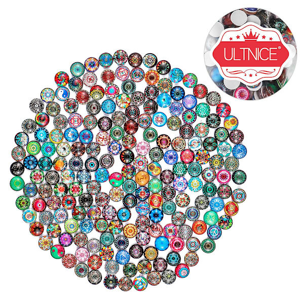 ULTNICE 200 st 10 mm Blandade Runda Mosaikplattor Mosaikkonstmaterial Glasmosaikbitar för Hantverk Smyckestillverkning (Blandade Färger)