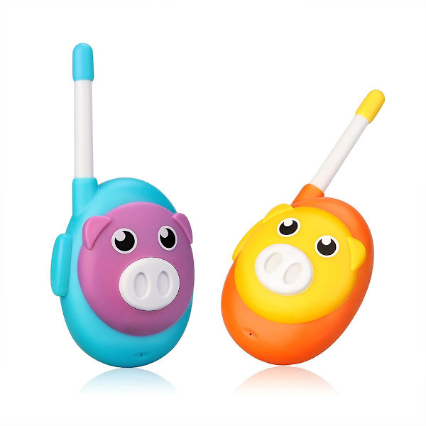 Barne-walkie talkie, tegneserie-stil lett å bruke leker for små gutter og jenter, gave til 3-12 år gammel innendørs utendørs fest (1 par)