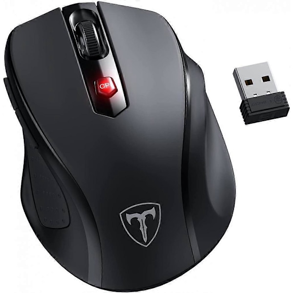 HOTWEEMS D-09 Trådlös Mus för Laptop - Ergonomisk Plus Dator USB Trådlös Mus, Ergo Grepp, Lightspeed 5-nivåer 2400 DPI, 16 Månader Batteri, Bärbar