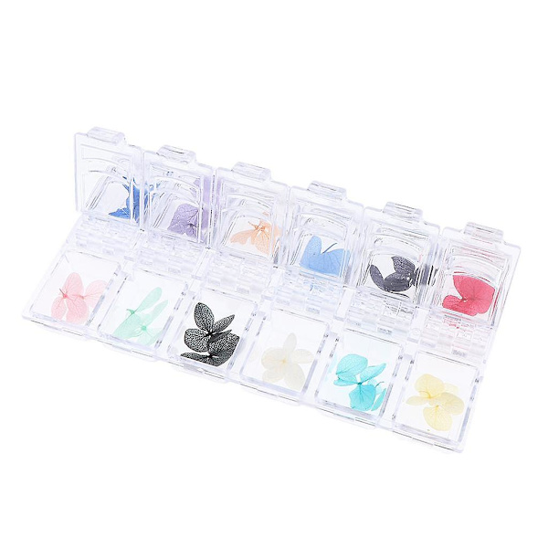 12 Farger 3D Neglekunst Dekor Tips Klistremerke Ekte Tørkede Blomster Design DIY 01