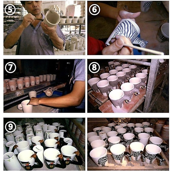 2024 Ny 3D Keramisk Dyreprint Håndmalet Keramik Kaffe Kop (Zebra)