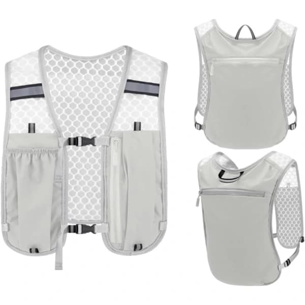 Løpevestryggsekk med refleksbånd - Lett hydreringsvest Light gray