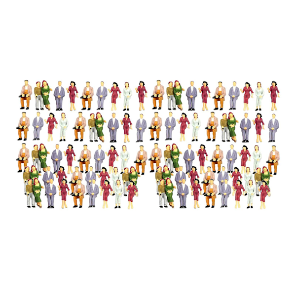 200 stk. Malede Modeltog Siddende Personer Passagerer Figurer 1:200
