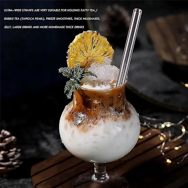 Återanvändbara sugrör - breda sugrör sugrör smoothie bubbelte milkshakes sugrör med rengöringsborste