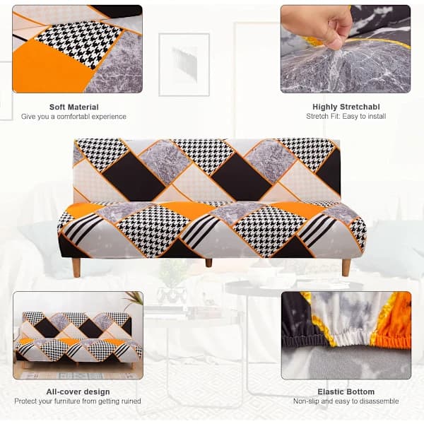 Armløst sofatrekk - Hermes Orange - Sovesofa King Size 190-210