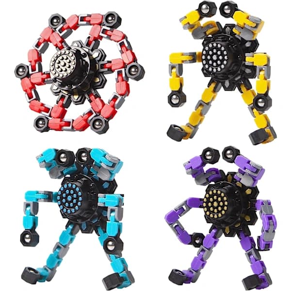 Transformerbare Fidget Spinners 4 stk for barn og voksne Stressavlastende sensoriske leker for gutter og jenter