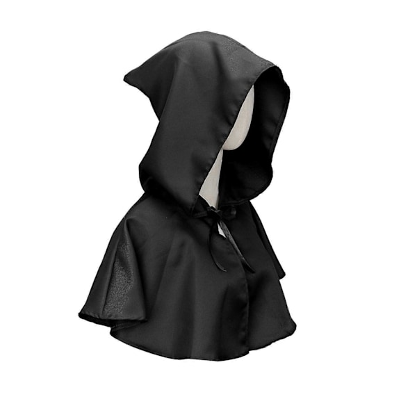 Middelalderlig Hættekappe Halloween Kappe Kappe Hat Kappe Cosplay Kostume Tilbehør Til Mænd Kvinder Halloween Cosplay Party Kostume Sort