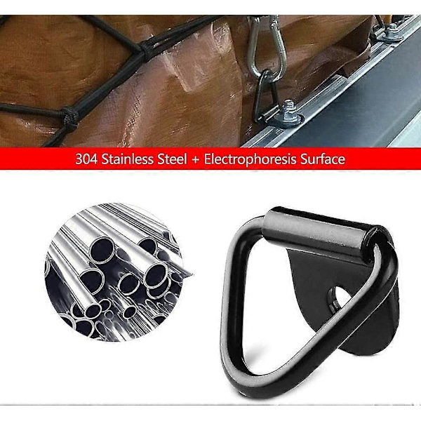 4 stk. Surrings, D-Montering Surrings Henger, Heavy Duty Rustfritt Stål Surringskrok, For Lastebiler Henger Lastebil Tau Oppbevaring Svart