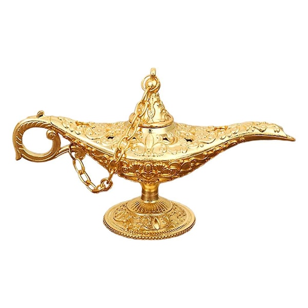 2x Klassisk Aladdin-lampa Genie Light Arabisk Hantverk Metall Halloween Heminredning Guld