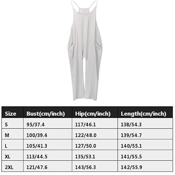 Jumpsuit med Lommer - Vidbenet Jumpsuit til Kvinder - Ærmeløs Sling Jumpsuit Spaghetti Strop Lange Bukser til Pige Kvinder