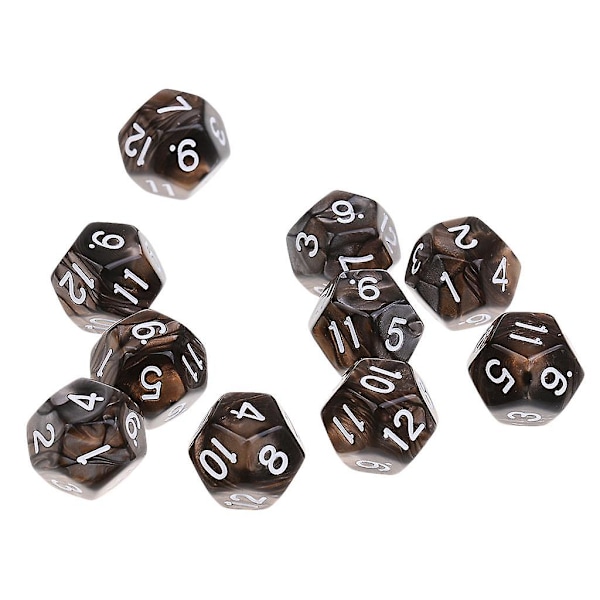 10 kpl 12-sivuista noppaa D12 Polyhedral Dice Dungeons & Dragons pöytäpeleille Kahvinharmaa