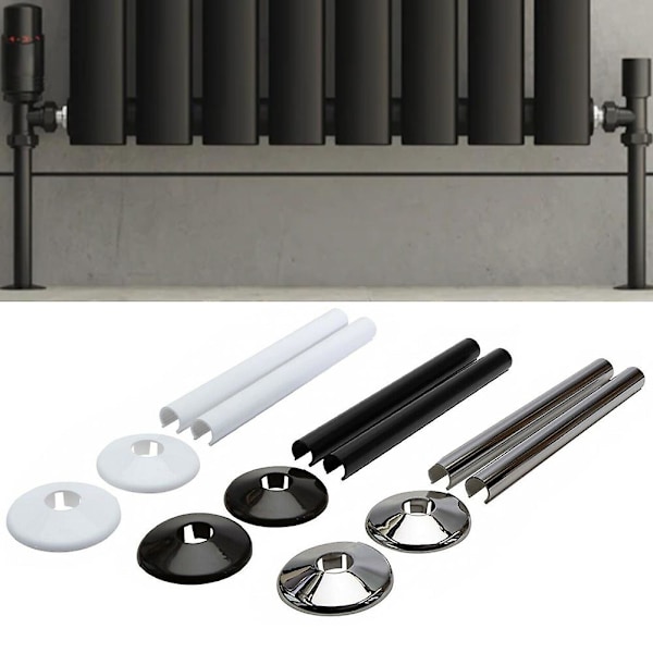 8 stk. Rør Radiator Rør Dæksler Ærme 15mm Kraver Skåret Pasform Badeværelse Krom Effekt Hul Ring Med Rør Fittings Tilbehør