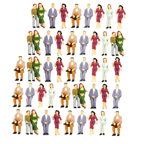 200 stk. Malede Modeltog Siddende Personer Passagerer Figurer 1:200