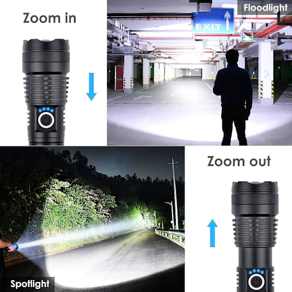 2024 Egnet Genopladelig Led Lommelygte Høj Lumen, 10000 Høj Lumen Super Lys Taktisk Lommelygter