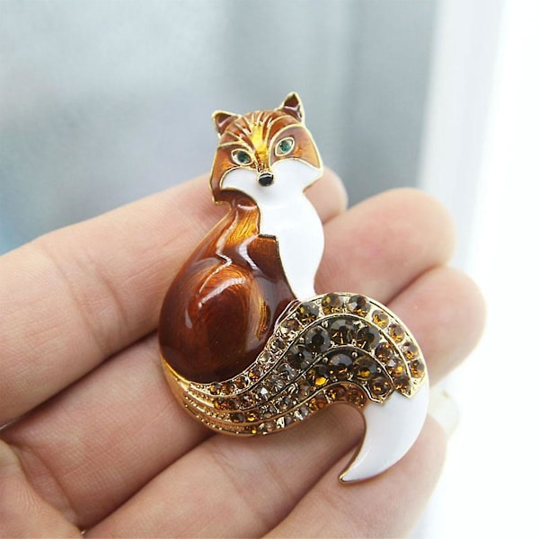 2xcute Rhinestone Enamel Fox Brosch Casual Kvinnors Smycken Broscher Pojkar Brun