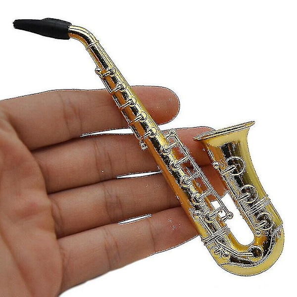 Mini Saxofonformad Rökpipa Av Legering Bärbar Pipa Längd 97mm