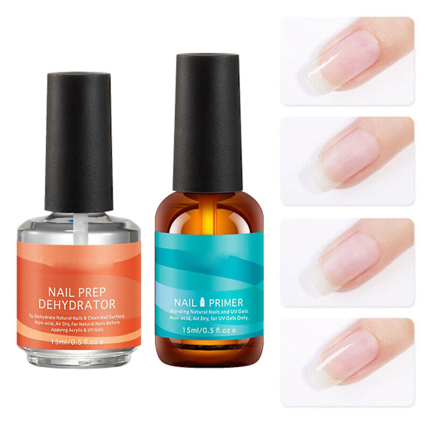 Gel Nagellack Primer, Nagel Dehydrator Och Primer Snabbtorkande Kompakt 0,5oz Nagel Primer Set För Akryl Nagelförnödenheter Set