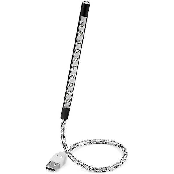 Led Usb Lys Natlampe Lys Til Laptop Tastatur Lys Svanehals Lys Computer Lys Stick Dæmpbar Berøringskontakt (sort)