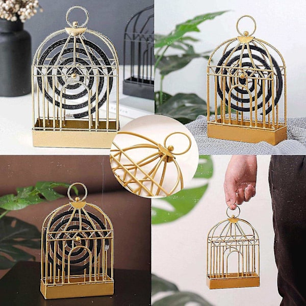 Myggespiralholder, Nordisk Retro Jern Røgelsebrænder Myggespiralramme (guld)