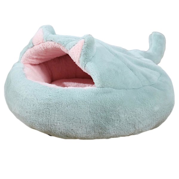 Soft Fluffy Plush Pet Bed Calming Nest For Dogs And Cats Light Lake Blue L