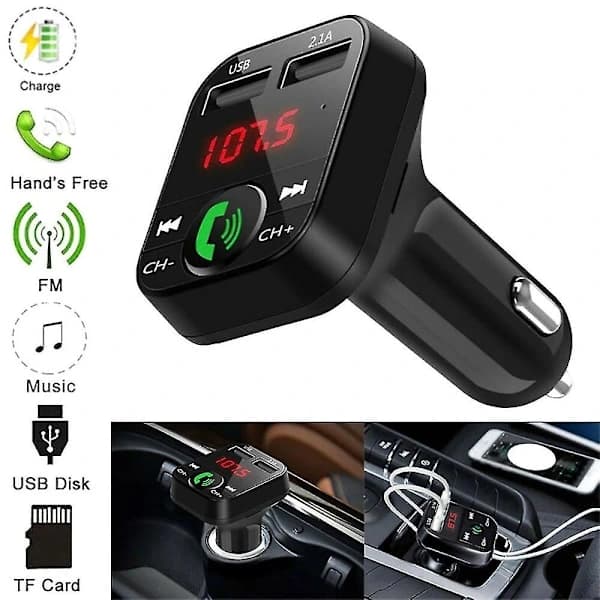 Trådløs Bluetooth bil FM-sender Dobbel USB-lader Ladeadapter Aux-adapter Håndfri