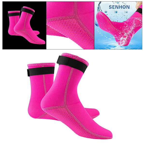 Neopren Dykning Scuba Støvler 3mm Surfing Snorkling Sokker Rose Rød XXL